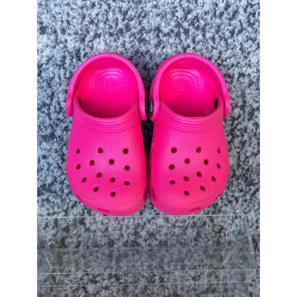 Crocs Kids Classic Clogs Pink Slip On Sandals Size C6 - Picture 4 of 5